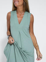 Maxi Jurk met V-hals en Effen Kleur - Maxi Dresses - Jurkjes.co