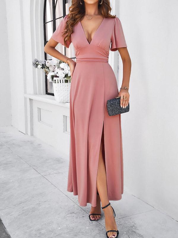 Maxi Jurk met V-hals en Elegante Stijl - Group3 - Jurkjes.co