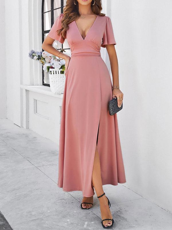 Maxi Jurk met V-hals en Elegante Stijl - Group3 - Jurkjes.co