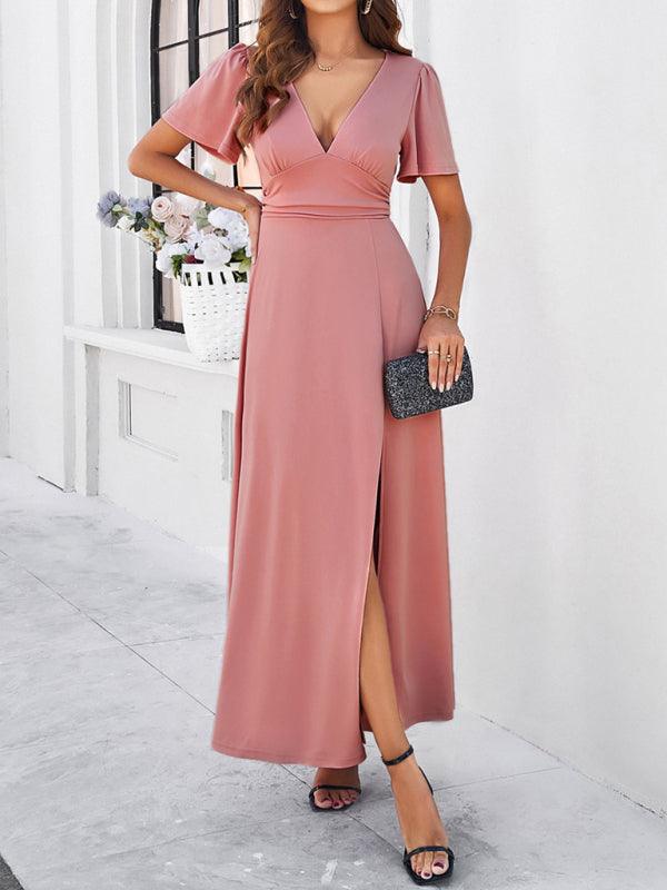 Maxi Jurk met V-hals en Elegante Stijl - Group3 - Jurkjes.co