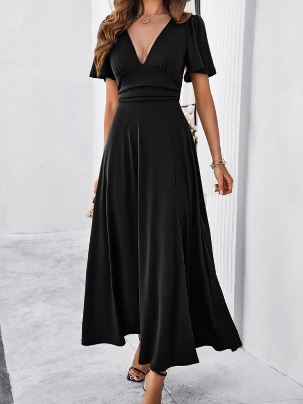 Maxi Jurk met V-hals en Elegante Stijl - Group3 - Jurkjes.co