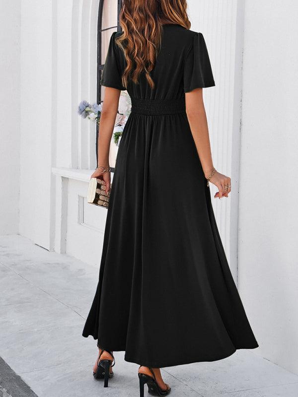 Maxi Jurk met V-hals en Elegante Stijl - Group3 - Jurkjes.co