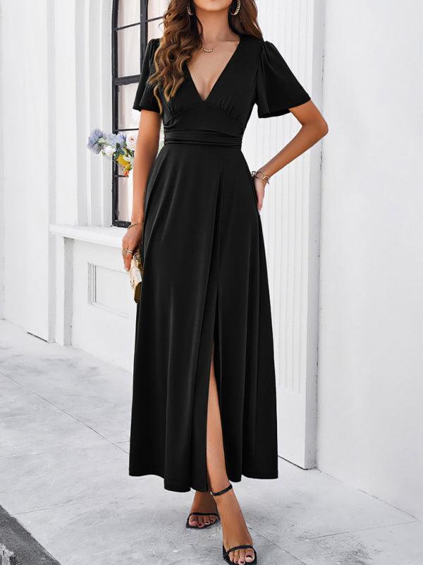 Maxi Jurk met V-hals en Elegante Stijl - Group3 - Jurkjes.co
