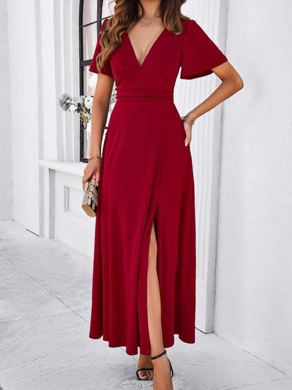 Maxi Jurk met V-hals en Elegante Stijl - Group3 - Jurkjes.co