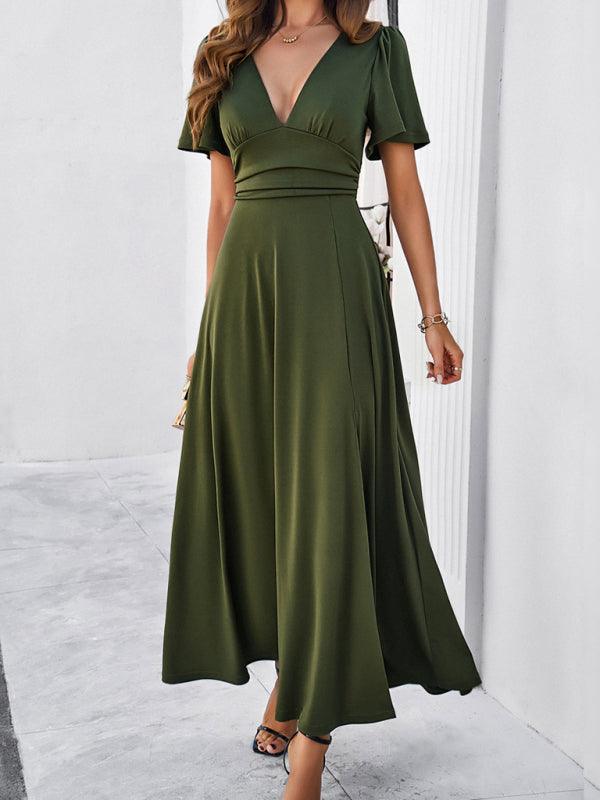 Maxi Jurk met V-hals en Elegante Stijl - Group3 - Jurkjes.co