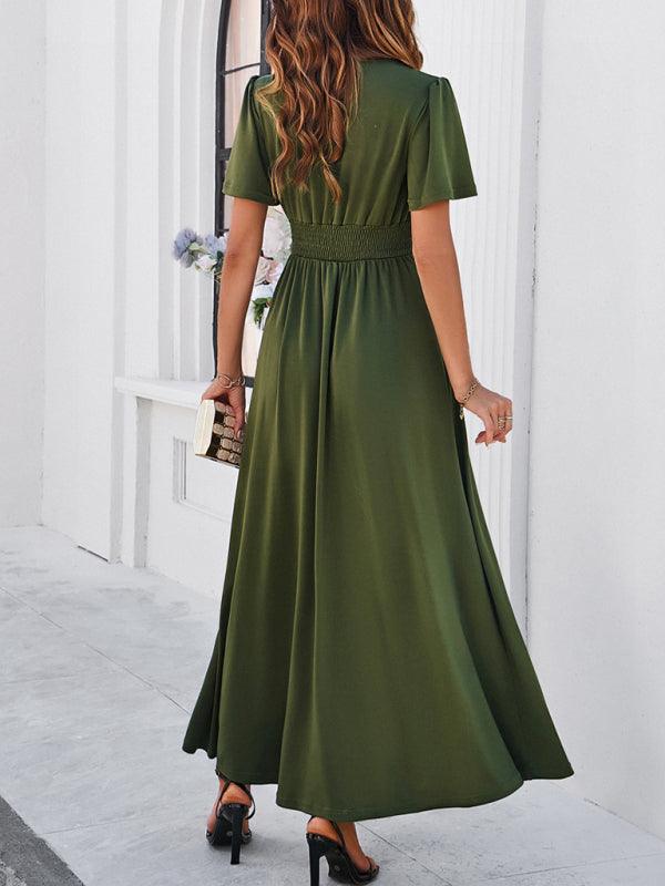 Maxi Jurk met V-hals en Elegante Stijl - Group3 - Jurkjes.co