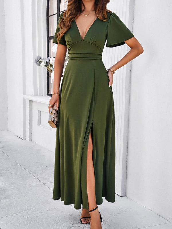 Maxi Jurk met V-hals en Elegante Stijl - Group3 - Jurkjes.co