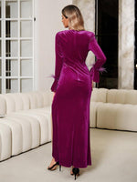 Maxi Jurk met V-hals en Fluwelen Stof - Group13 - Jurkjes.co