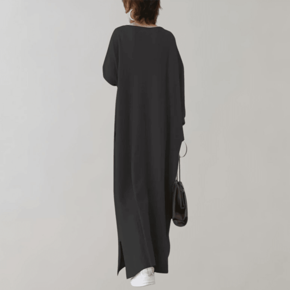 Maxi Jurk met V-hals en Gedropte Schouder - CB- Dresses - Jurkjes.co