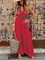 Maxi Jurk met V-hals en Gelaagde Rok - Maxi Dresses - Jurkjes.co