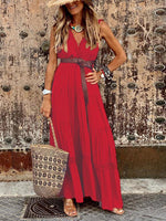 Maxi Jurk met V-hals en Gelaagde Rok - Maxi Dresses - Jurkjes.co