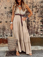 Maxi Jurk met V-hals en Gelaagde Rok - Maxi Dresses - Jurkjes.co