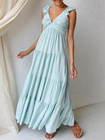 Maxi Jurk met V-hals en Gelede Zoom - Maxi Dresses - Jurkjes.co