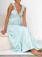 Maxi Jurk met V-hals en Gelede Zoom - Maxi Dresses - Jurkjes.co