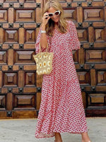 Maxi Jurk met V-hals en Geometrisch Patroon - Maxi Dresses - Jurkjes.co