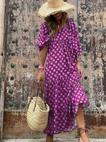 Maxi Jurk met V-hals en Geometrisch Patroon - Maxi Dresses - Jurkjes.co