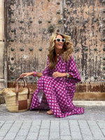 Maxi Jurk met V-hals en Geometrisch Patroon - Maxi Dresses - Jurkjes.co