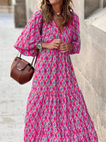 Maxi Jurk met V-hals en Geometrisch Patroon - Maxi Dresses - Jurkjes.co