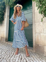 Maxi Jurk met V-hals en Geometrisch Patroon - Maxi Dresses - Jurkjes.co