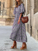 Maxi Jurk met V-hals en Geometrisch Patroon - Maxi Dresses - Jurkjes.co