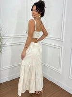 Maxi Jurk met V-hals en Gestapelde Zoom - Maxi Dresses - Jurkjes.co