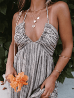 Maxi Jurk met V-hals en Gestreept Design - Maxi Dresses - Jurkjes.co