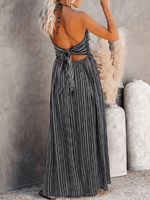 Maxi Jurk met V-hals en Gestreept Design - Maxi Dresses - Jurkjes.co