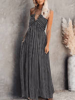 Maxi Jurk met V-hals en Gestreept Design - Maxi Dresses - Jurkjes.co