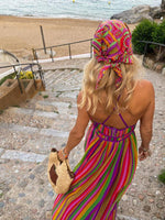 Maxi Jurk met V-hals en Gestreept Patroon - Group10 - Jurkjes.co