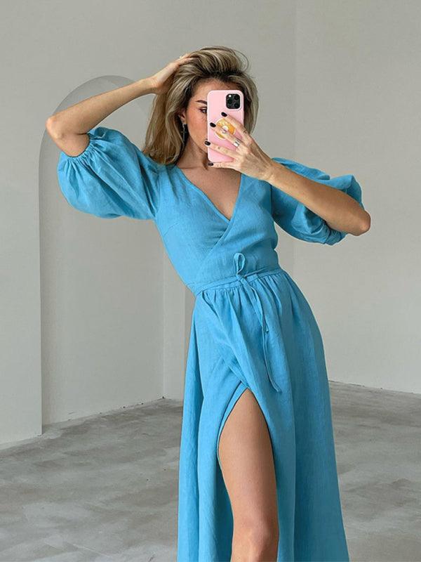 Maxi Jurk met V-hals en Hoge Split - Group12 - Jurkjes.co