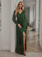 Maxi Jurk met V-hals en Hoge Split - Group2 - Jurkjes.co