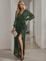 Maxi Jurk met V-hals en Hoge Split - Group2 - Jurkjes.co