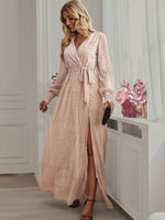 Maxi Jurk met V-hals en Hoge Split - Group2 - Jurkjes.co