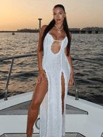 Maxi Jurk met V-hals en Hoge Split - Group5 - Jurkjes.co