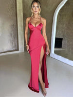 Maxi Jurk met V-hals en Hoge Split - Maxi Dresses - Jurkjes.co