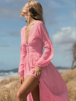 Maxi Jurk met V-hals en Hoge Split - Maxi Dresses - Jurkjes.co