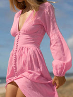 Maxi Jurk met V-hals en Hoge Split - Maxi Dresses - Jurkjes.co