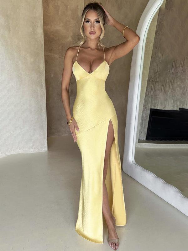 Maxi Jurk met V-hals en Hoge Split - Maxi Dresses - Jurkjes.co