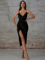 Maxi Jurk met V-hals en Hoge Split - Midi Dresses - Jurkjes.co