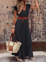 Maxi Jurk met V-hals en Kantdetails - Maxi Dresses - Jurkjes.co