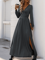Maxi Jurk met V-hals en Kantdetails - Maxi Dresses - Jurkjes.co