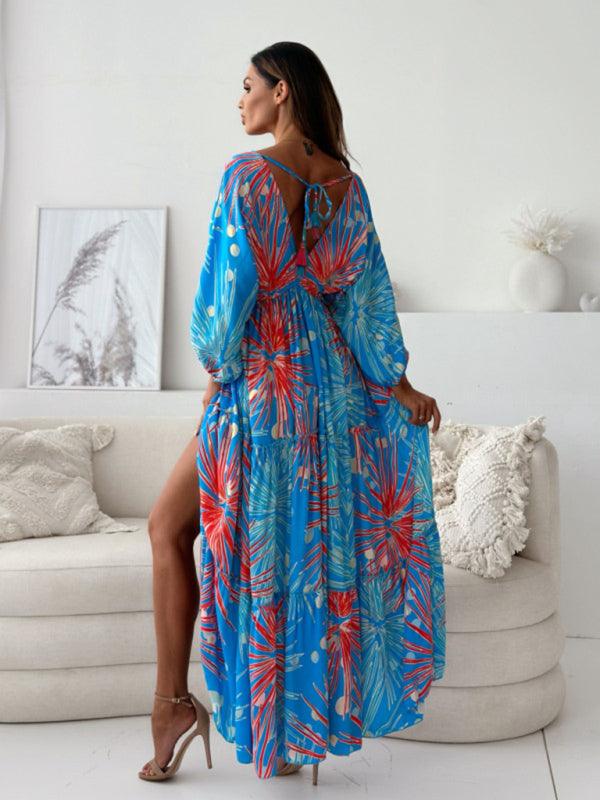 Maxi Jurk met V-hals en Kleurrijk Design - Maxi Dresses - Jurkjes.co