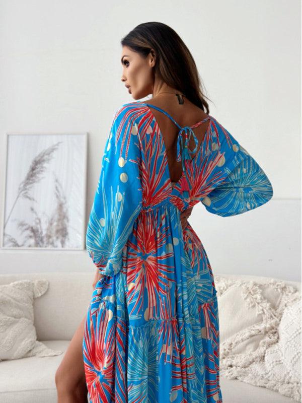 Maxi Jurk met V-hals en Kleurrijk Design - Maxi Dresses - Jurkjes.co