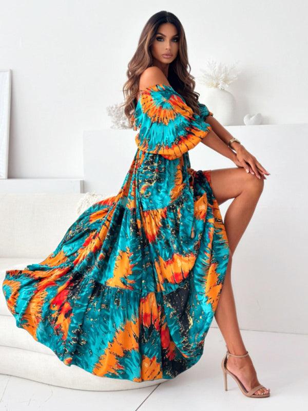 Maxi Jurk met V-hals en Kleurrijk Design - Maxi Dresses - Jurkjes.co