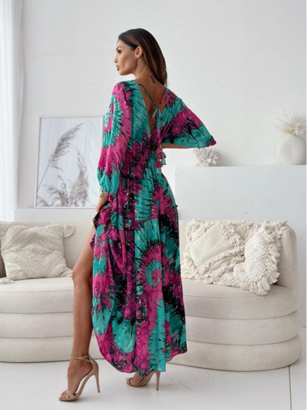 Maxi Jurk met V-hals en Kleurrijk Design - Maxi Dresses - Jurkjes.co