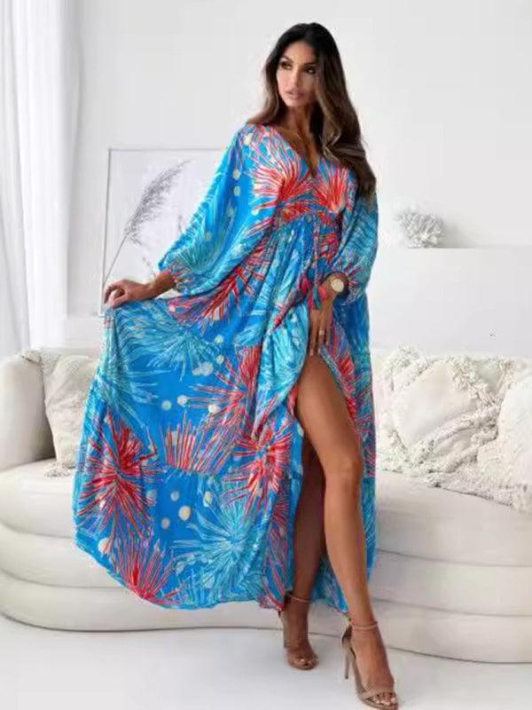Maxi Jurk met V-hals en Kleurrijk Design - Maxi Dresses - Jurkjes.co