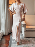 Maxi Jurk met V-hals en Luipaardprint - Group12 - Jurkjes.co