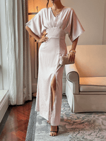 Maxi Jurk met V-hals en Luipaardprint - Group12 - Jurkjes.co