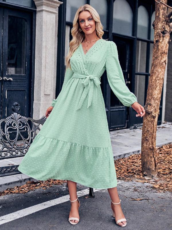 Maxi Jurk met V-hals en Luxe Kant - Maxi Dresses - Jurkjes.co