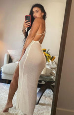 Maxi Jurk met V-hals en Open Rug - Maxi Dresses - Jurkjes.co